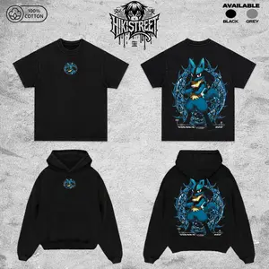 [HikiStreet] Vintage Lucario Acid Washed T-Shirt Unisex Oversized Anime Manga T-Shirt Heavyweight Cotton Tee for Anime Fans, Pocket Monster merch, T-shirt anime gift, Anime Streetwear, graphic tees