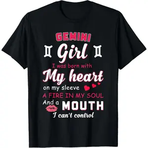 100% Cotton Gemini Girl Funny Quote With Zodiac Sign Birthday T-Shirt