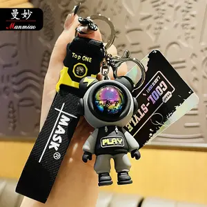 2.8-inch space bear keychain, usable as backpack/wallet pendant. Ideal for couples, great as holiday gift. fun keychain