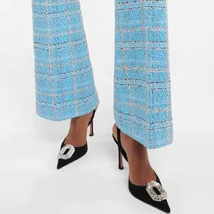 Vertundy Women's Rhinestone Satin Slingback Pumps Pointed Toe Satin Crystal Stiletto High  Sandals Party Wedding Bride Pump Dress Shoes Fashion Elegant Classy Footwear bridal heels formal heels Heeled Walking Shoes Women's Elegant