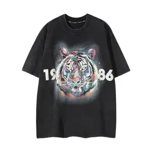 Vintage Tiger Graphic Oversized T-Shirt for Women – 1986 Streetwear Tee, Plus Size Loose Fit