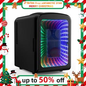 【Christmas Gifts】Antarctic Star Mini Compact Refrigerator with Gaming Light, 4L Capacity/6 Cans Portable Mini Fridge, for Bedroom,Car,Office and Dorm, Small Cooler for Cosmetics, Beverage and Food, White