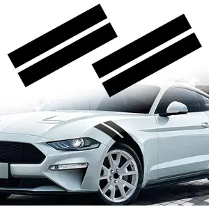 2 Pair Racing Sport Stripe Vinyl Decals for Car Fender Hood Bumper Trunk Auto Stripe Graphic Stickers Decorations for Pickup Vehicle SUV Truck Off-Road (Black)