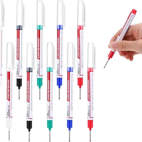 20mm Elongated Tip Permanent Drawing Markers, Durable PP Plastic Build, Smudge-Proof Waterproof Quick-Dry Ink, Metal Surfaces/Bookshelves Compatible, 60mm Ruler-Friendly Office Stationery (4/5/10/20-Pcs Optional for Automobile Manufacturing, DIY Projects)
