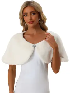 INSPIRE CHIC Women's Elegant Faux Fur Shawl Bridal Wedding Party Wrap Stole Shrug