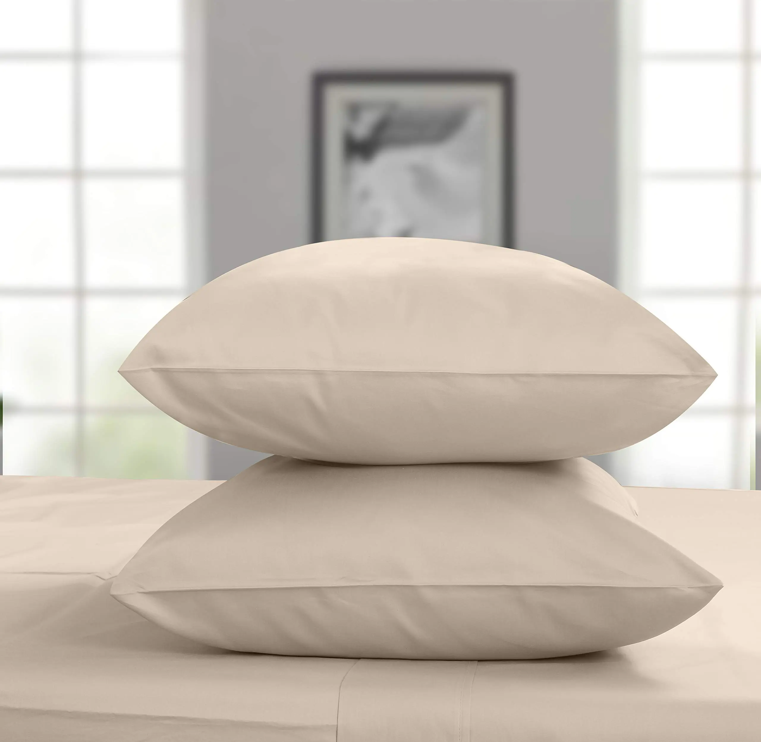 Threadmill Home Linen 2-Piece Premium Bedding Linens Pillow Cases Set - 500 Thread Count Cotton Sateen Weave, Solid Color Bedding, Silky Soft, Breathable, Fade Resistant Pillow Covers, Silky Soft Bedding