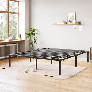 Garvee 8 Inch Steel Frame Providing Strong and Slip-Resistant Support,Heavy-Duty Steel Bar Platform Bed Frame,Quiet and Stable, No Bed Box Required,Large Storage Capacity, Easy Installation, Black Color