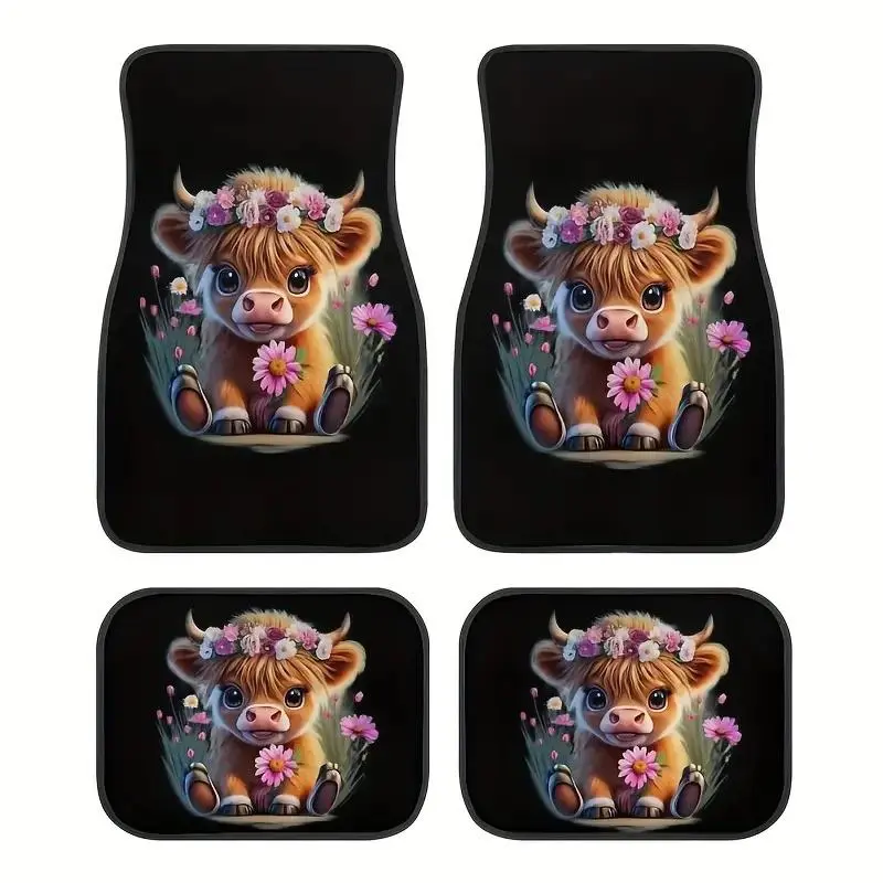 Cartoon Cow Pattern Car Floor Mat, Car Anti-slip Floor Mat, Washable Car Interior Accessories for Men and Women, Perfect Gift for Men and Women, Car Mats, Car Accessory