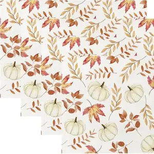 Maple Leaf Pumpkin Placemats - Set of 4, 12 * 18 Inch, Waterproof & Fade-Resistant Linen Cotton Placemats for Indoor Kitchen Table Decor