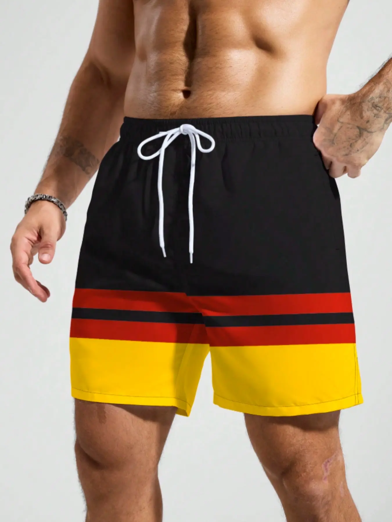 Men's Fashion Colorblock Beach Shorts, Swimwear Shorts, Quick-Dry Breathable Swim Trunks, Summer Casual Short Pants, Eco-Friendly Fabric Comfortable Durable