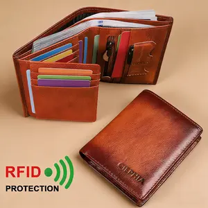 CIEPHIA RFID Blocking Cowhide Leather Wallet with 12 Card Slots 1 Coin Pouch & 2 Deep Cash Pockets for Men Anti-Theft Design, Perfect Gift for Him trendy wallet