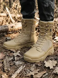 Men's Heavy-Duty Tactical Hiking Boots | All-Terrain Shock-Absorbing Outdoor Work Boots with Lace-Up Ankle Support Footwear
