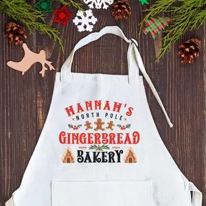 Custom Kids Name Christmas Apron – Personalized Holiday Cooking Apron for Children