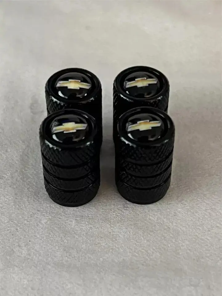 4x BLACK Chevy Chevrolet Tire Valve Stem Caps For Car Truck Universal Fitting