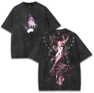PRSK Akiyama Mizuki Project SEKAI Tee – Double-Sided Print, 260GSM Heavy Cotton, Washed Anime Style | Time freezes when she smiles Fit Oversized Streetwear Top