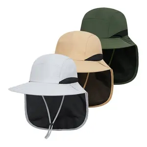 Unisex neck-protecting sun hat, quick-drying and breathable, wide brim, outdoor fishing beach UV protection cap for military service