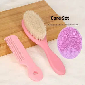 Wool Brush and Comb Set,Features soft wool bristles paired with a wooden handle, Gently detangles hair while providing excellent cleaning results
