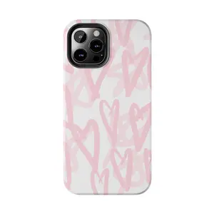 Pink Hearts Tough Phone Case, Trendy Protective Cover, Unique Phone Accessories, Gift for Her, Birthday, Holiday Compatible with Samsung Galaxy S25