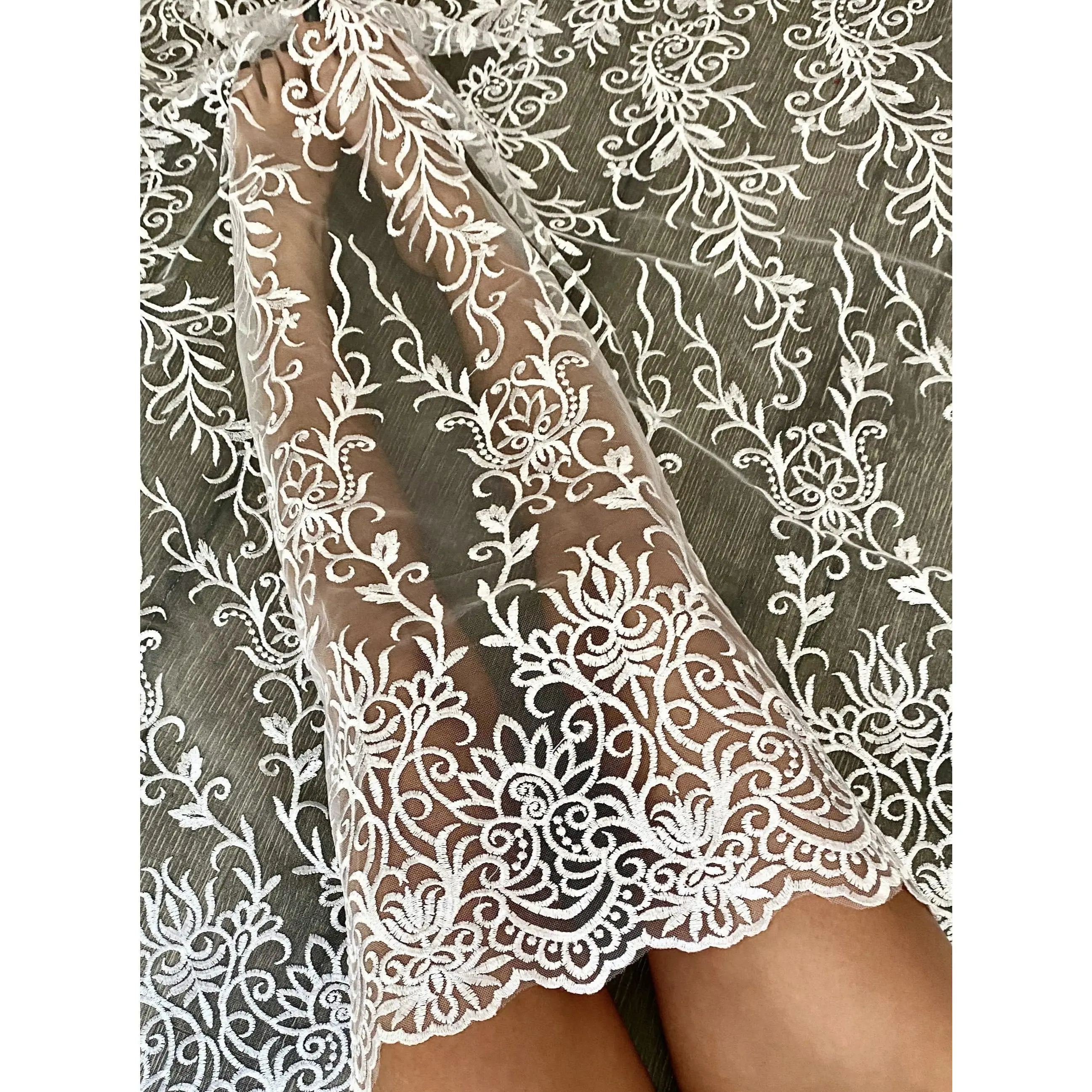 White Scalloped Bridal Lace
