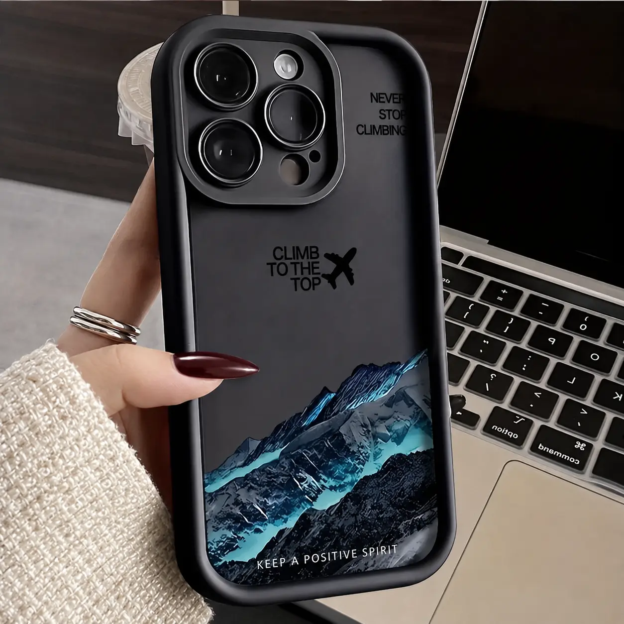 Ice Mountain Black Plane Pattern Phone Case, Shockproof TPU Cover, Shockproof Protective Phone Cover, Phone Cover Casing, Phone Protector Cover, Phone Accessory, Cellphone Cover Compatible with iPhone 11/12/13/14/15/16