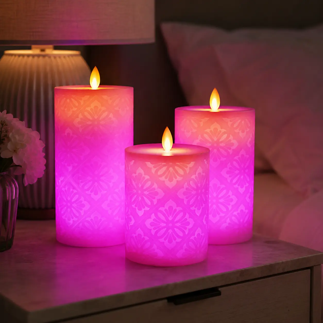 Real Wax LED Flameless Candles Set with Remote Control, 12 Color Changing Flickering Flame Pillar Candles with Timer, Battery Operated Decorative Lights for Home Decor, Wedding, Party & Holiday Ambiance