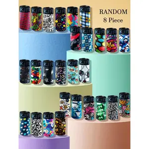 Men's 8pcs Boxer Briefs - Soft Stretch Underwear with Assorted Graffiti, Floral, Abstract Print - Non-Transparent Boxers for Everyday Casual & Formal Wear - Comfort Fit Multipack, Versatile Underwear, Modern Underwear, Durable Underwear Menswear Socks