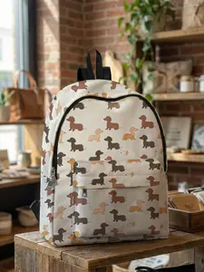 One Dog Printed Backpack, Fun Design, Stylish Look for Daily Use, Spacious Storage, Suitable for School, Business Trips and Travel.