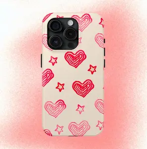 Hearts and Stars Phone Case Y2K Cute Pretty Pink Valentines Cool Girl Gift MagSafe Case Phone - Case iP 16 15 14 13 12 11 X