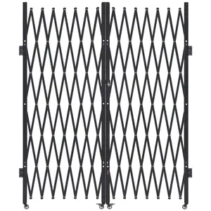 VEVOR Double Folding Security Gate, Lockable Scissor Gate with 360° Swivel Casters, Outdoor Barricade Steel Retractable Gates, for Entry Security, Garage, Warehouse & Pool, 145.67 x 86.81 in (W x H)