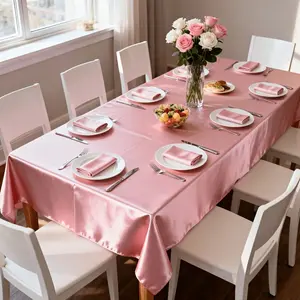 Satin Rectangular Tablecloth, Polyester Material, Wedding Banquet, Birthday Party, Business Dinner, Home Gathering, Outdoor Party