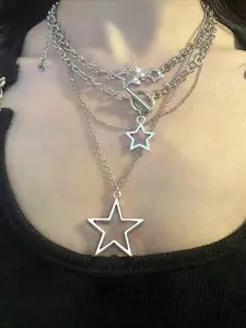 3 Piece Y2K Fashion Star Pendant Necklace Set, Vintage Punk Style, Women's Party Layered Necklaces, Adjustable Choker, Unique Jewelry Collection