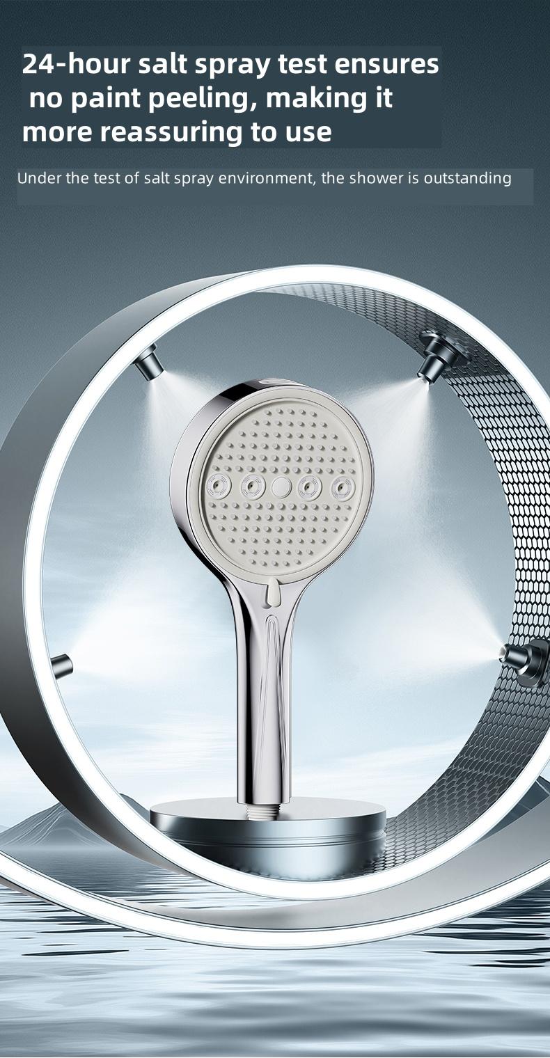 High-Pressure Handheld Shower Head, 6 Spray Mode Patterns, Water-Saving Design, Bathroom Shower Head, Fixed Shower Head, Bathroom Additions, Easy to Install, Durable, Silvery,Black Shower Head for Shower Use Solely For shower use solely