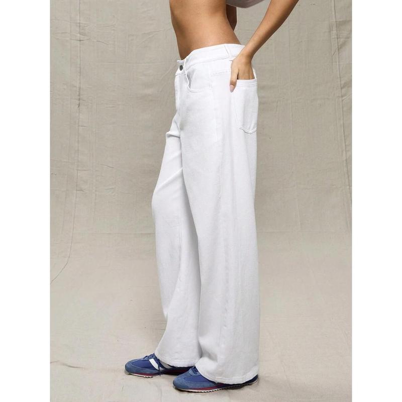 Slant Pocket Low Rise Straight Leg Jeans, Spring 90's Y2k Casual, Summer Cute Euro Summer Concert Holiday Vacation Fall Autumn Winter Nashville Fall Autumn Back To School Office Work Fabric Fit