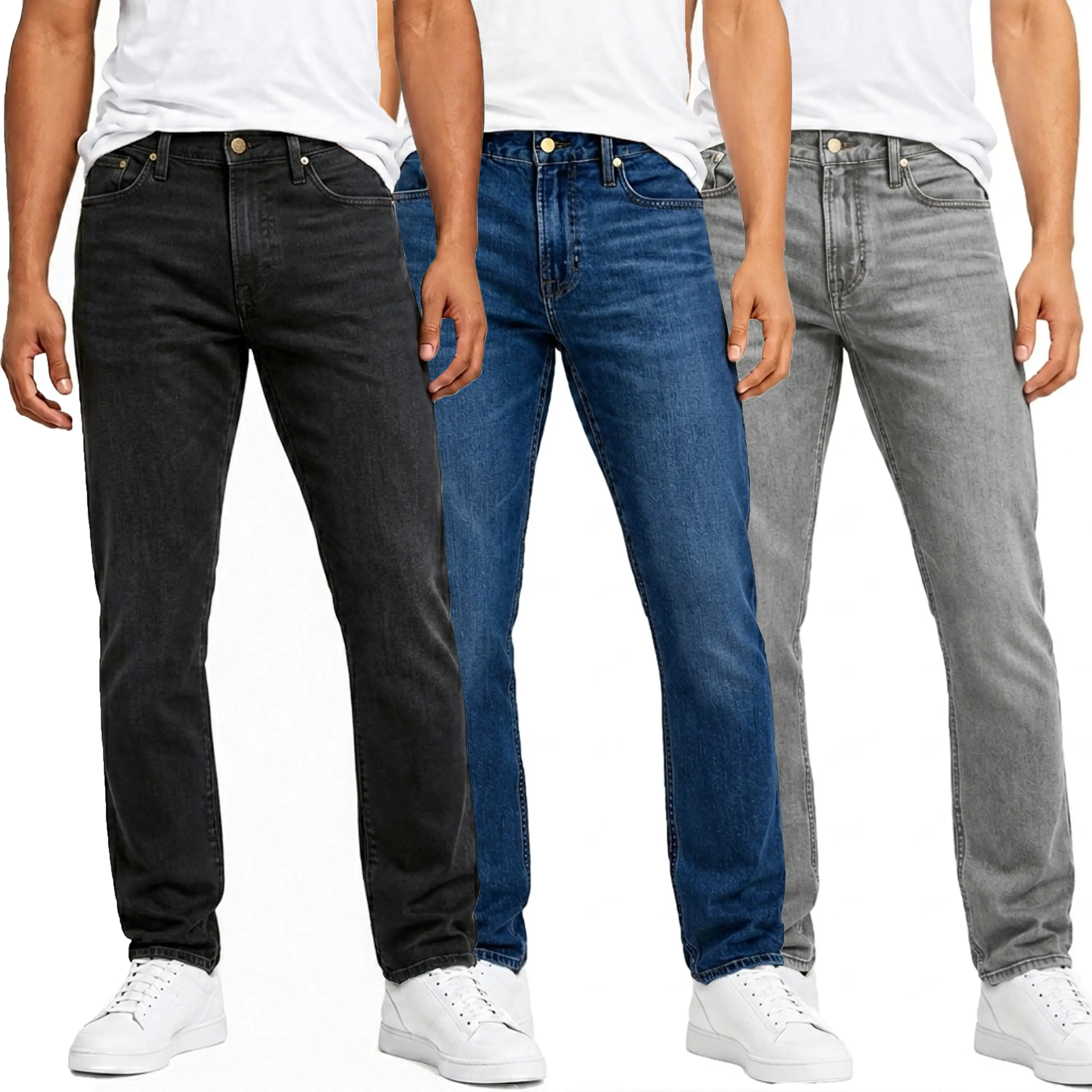 Men's 3-Pack Flex Stretch Slim Straight Jeans with 5 Pockets Denim Fabric Menswear Men's 3-Pack Flex Stretch Slim Straight Jeans with 5 Pockets Denim Fabric Menswear