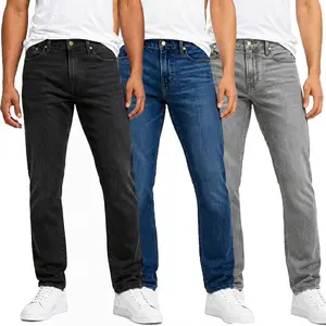 Men's 3-Pack Flex Stretch Slim Straight Jeans with 5 Pockets Denim Fabric Menswear Men's 3-Pack Flex Stretch Slim Straight Jeans with 5 Pockets Denim Fabric Menswear