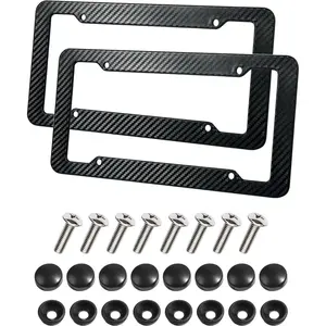 2 Pack License Plate Frames,License Plate Cover,Carbon Fiber License Plate Frame,Car Accessories Number Plate Frames with Fasteners and Screws,Fit for All America and Canada License Plate