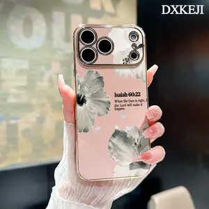 Soft TPU Phone Case for iPhone 17 15 Pro Max 16 14 Plus 13 12 11 Retro Floral Christian Bible Verse Isaiah 60:22 Electroplating TPU Anti-Slip Bumper Shockproof Cover Gift, Accessories, Smartphone