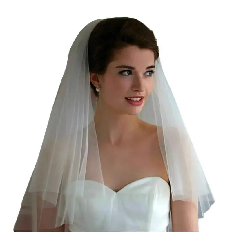Short Bridal Wedding Veils Two Layer with Metal Combe White Veil for Party Bridal Veil  New Arrival