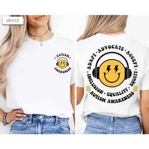 Trendy Autism Awareness Graphic T-Shirt |   "Accept Adapt Advocate" Slogan Tee |   Neurodiversity Pride Streetwear for Advocates & Supporters