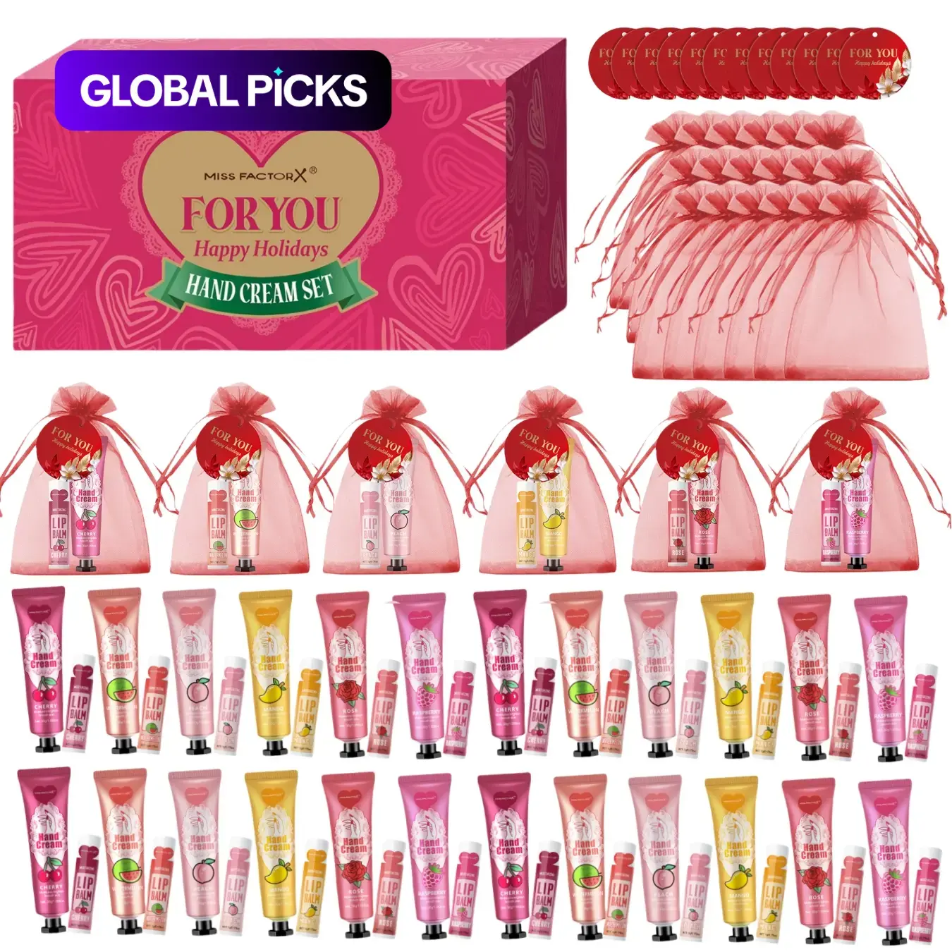 Valentine's Day Gift Box Set with Hand Cream, Lipstick, Bag & Wedding Card, Gift for Women, Perfect for Mother's Day & Thank You Gift for Colleagues & Friends #GLOBAL PICKS