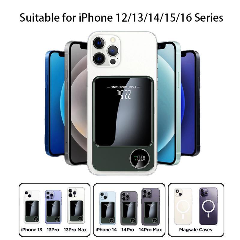 10000mAh Power Banck Portable Wireless Power Bank for Music Festival, 22.5W Magnetic Fast Charging Mobile Charger, Digital Display 5000mAh Power Bank, Phone Accessories