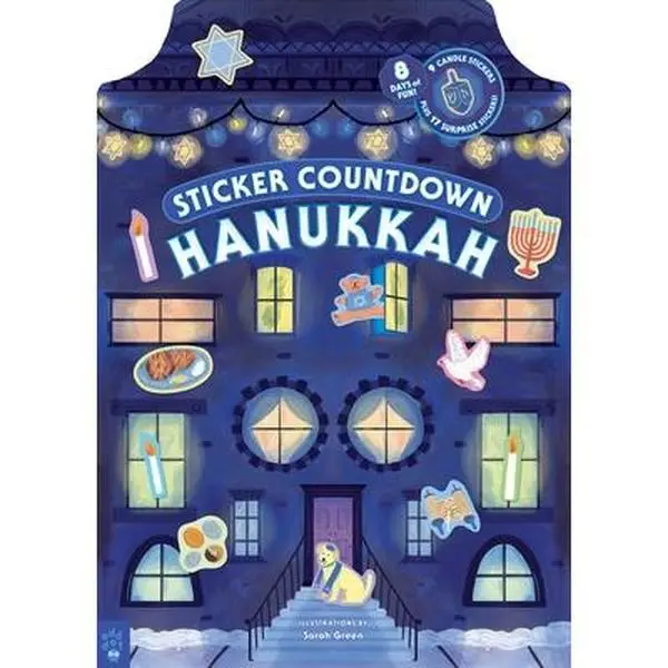 Hanukkah Book - Odd Dot Hardcover Countdown Calendar with Holiday-Themed Surprise Stickers, English, 13.7" H x 9.9" L x 0.3" W, No Battery Needed, Table Display, Children's Humanities & Social Sciences Decor