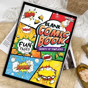Creative DIY Comic Book Creation Kit, Blank Pages, Fun Pages, 24 Multi-Template Dialogue Bubbles, Explosion Effects, Teen Adult Drawing Tool, Bright Cover