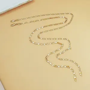 1PC 14K Gold Plated Flat Chain Necklace for Women - Versatile, Elegant & Fashionable - Perfect Gift, High Quality Jewelry for Any Occasio