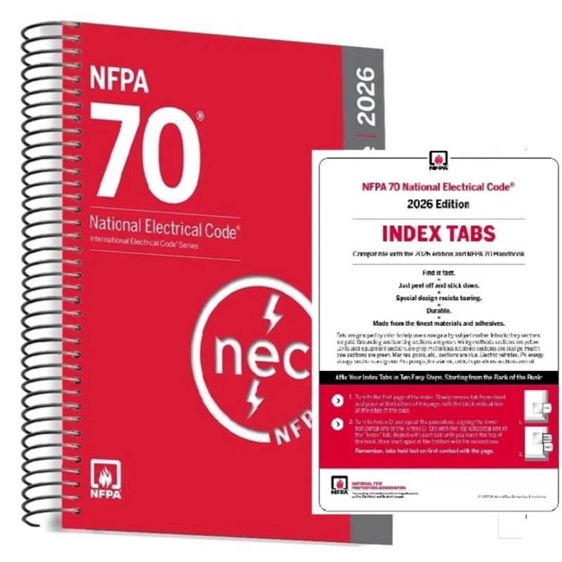 Nec Code Index NFPA 70, National Electrical Code (NEC) 2026 spiral + index tab ...