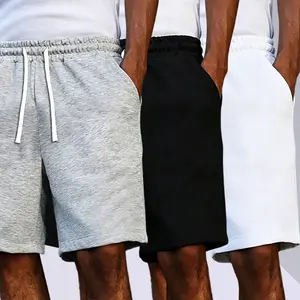Men's Belted Loose Fleece-Lined Athletic Menswear Essential Shorts - Adjustable Elastic Waistband, Relaxed Straight Cut, Plain Soft Fabric, Street Casual, Sneakers-Compatible, 2026 New Release (Black, White, Dark Gray; 3-Pack & 1-Pack Options)
