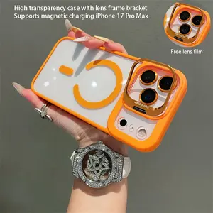 Newly Upgraded iPhone 17 Pro Max Magnetic Case | Ergonomic Anti-Slip Comfort Grip | Protective Anti-Scratch New Magnetic Icon Process | Magsafe with Lens Cover | Hidden Metal Stand | Shockproof & Drop Resistant | Elegant Phone-Mate Gift Casing Accessories