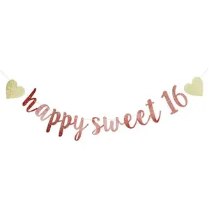 Sweet 16 Banner 16th Birthday Party Sign Sweet Sixteen Party Supplies Pink