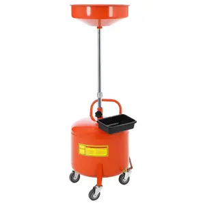 [TOP RATED - FLASH SALE] Garvee 8 Gallon Portable Air-Operated Waste Oil Drainer - Heavy-Duty Steel with 15" Adjustable Funnel, Built-In Toolbox, and Casters for Garages, Orange