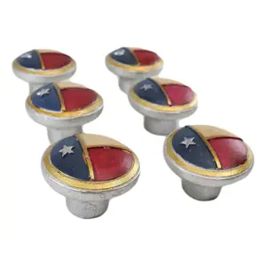 Set Of 6 Patriotic Western Rustic Texas Lone Star Flag Cabinet Door Pull Knobs